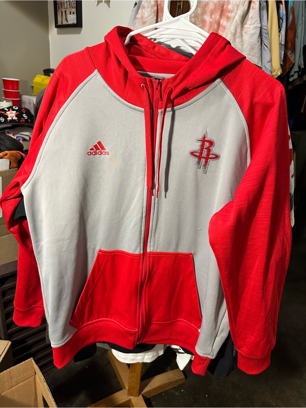 adidas Gray Houston Rockets Zip-Up Hoodie